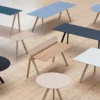 Bureau CPH10 mat eiken gelakt onderstel linoleum green