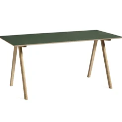 Bureau CPH10 mat eiken gelakt onderstel linoleum green