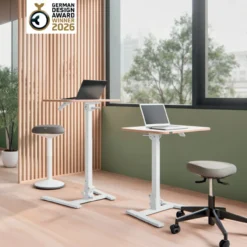 Bureau Ergo compact opvouwbaar zit-sta 65x48 cm wit