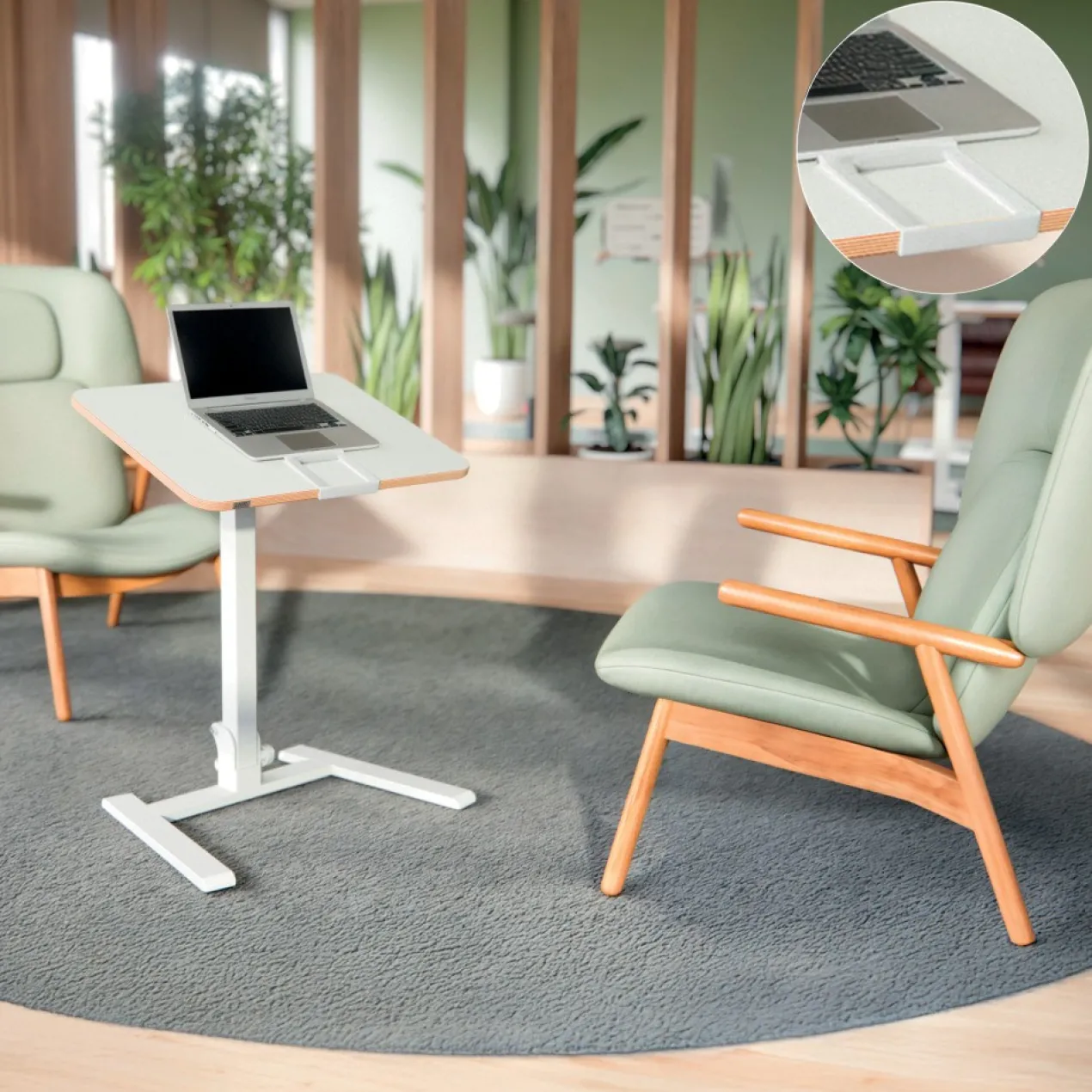 Bureau Ergo compact opvouwbaar zit-sta 65x48 cm wit
