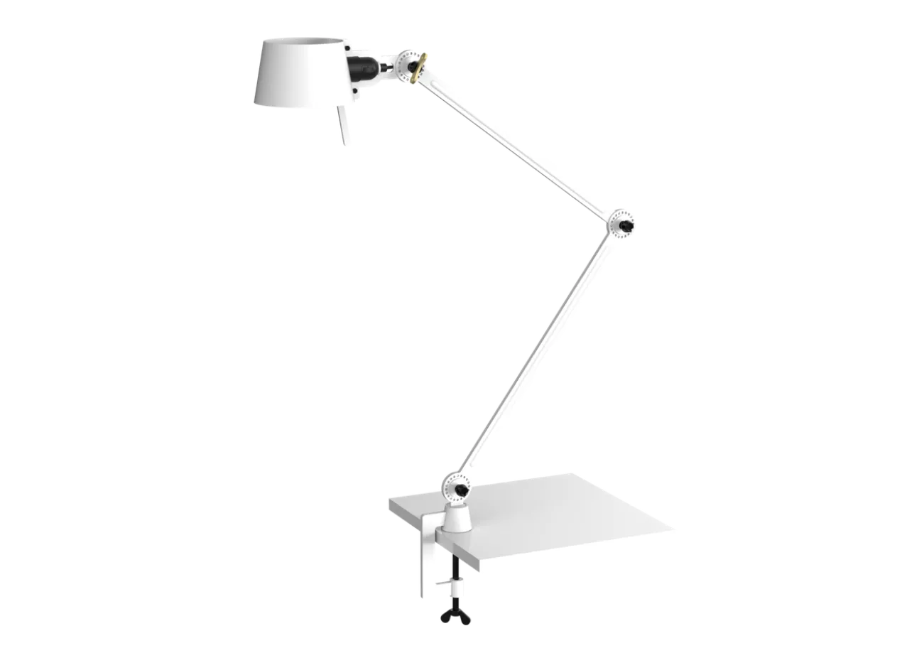 Bureaulamp Bolt met klem 2 armen pure white