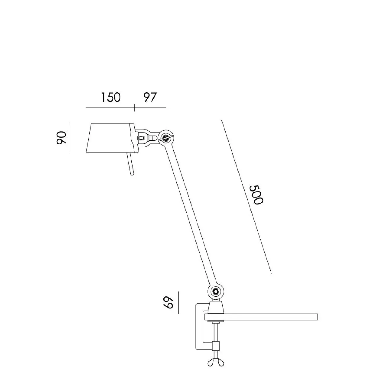 Bureaulamp Bolt met klem 1 arm midnight gray