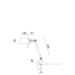 Bureaulamp Bolt met klem small 1 arm klein ash grey