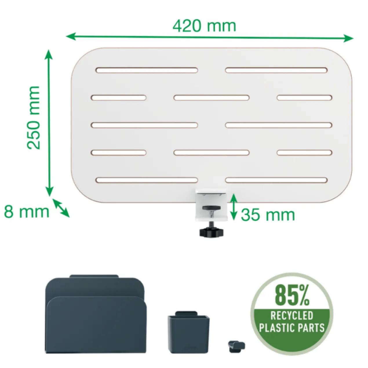 Bureau Ophangbord Klein 42x25 cm wit