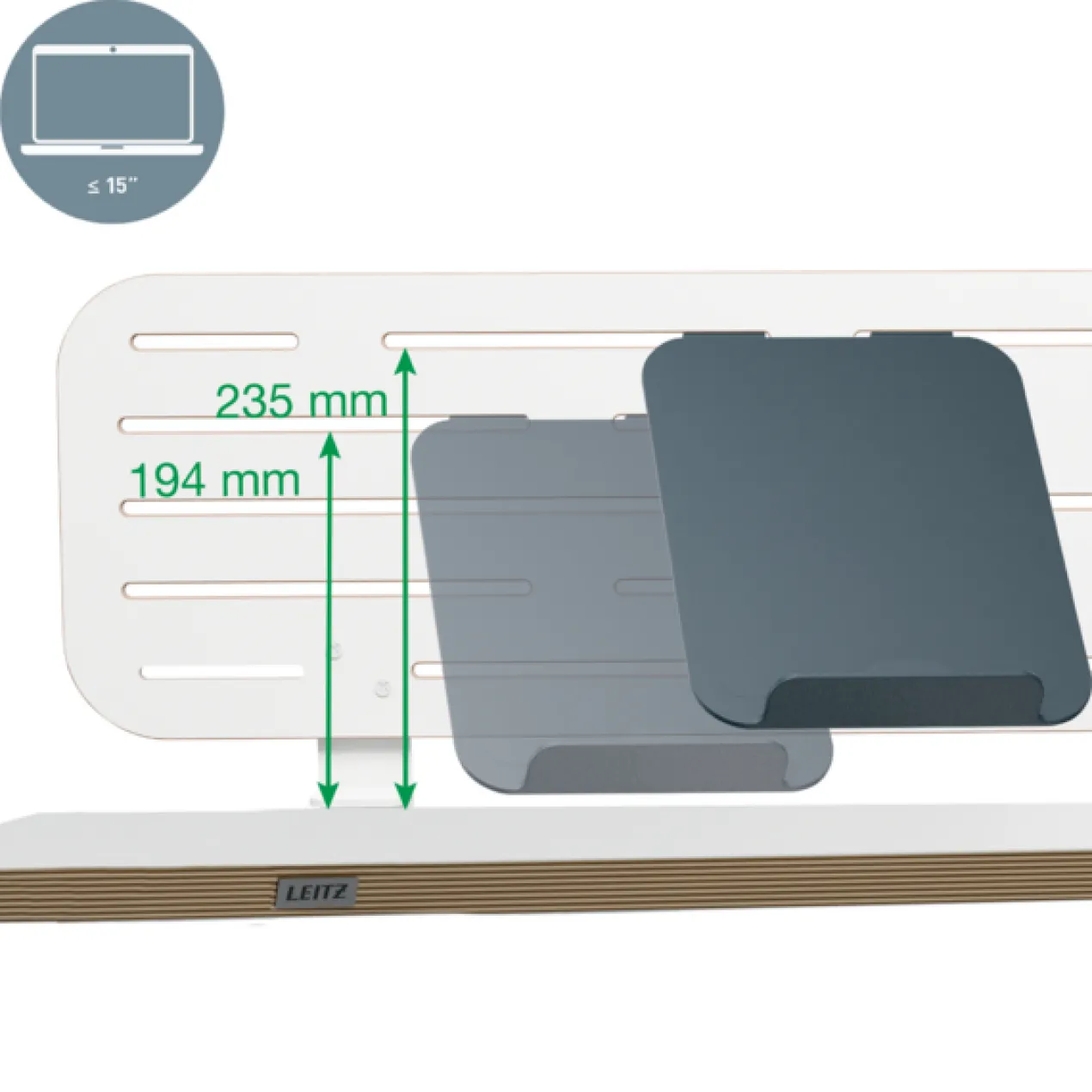 Bureau Ophangbord met laptophouder 80x25 cm wit