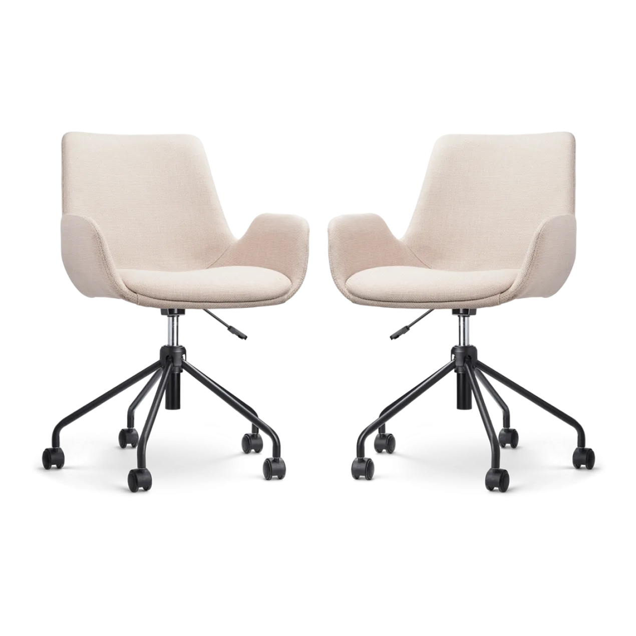Bureaustoel Nout-Eef beige - zwart onderstel - set van 2