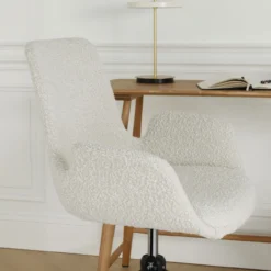 Bureaustoel Nout-Eef bouclé beige - zwart onderstel