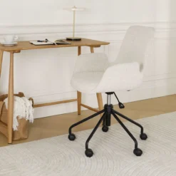 Bureaustoel Nout-Eef bouclé beige - zwart onderstel