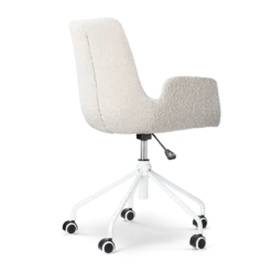 Bureaustoel Nout-Eef bouclé beige - wit onderstel