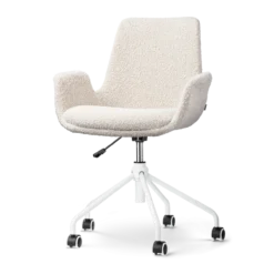 Bureaustoel Nout-Eef bouclé beige - wit onderstel