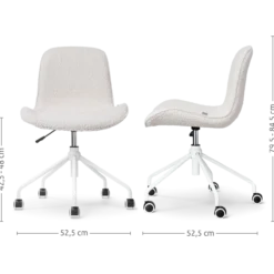 Bureaustoel Nout-Fé bouclé beige - wit onderstel
