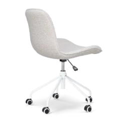 Bureaustoel Nout-Fé bouclé beige - wit onderstel