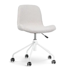 Bureaustoel Nout-Fé bouclé beige - wit onderstel