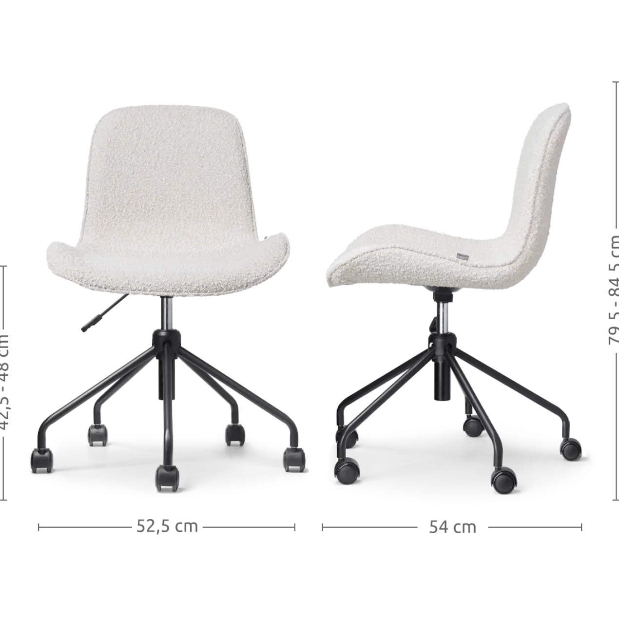 Bureaustoel Nout-Fé bouclé beige - zwart onderstel