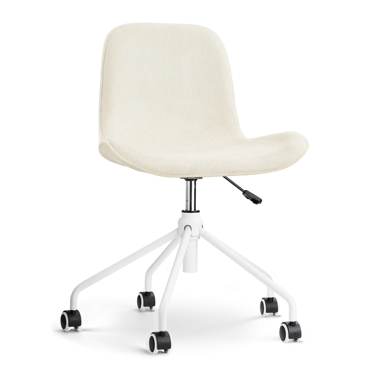 Bureaustoel Nout-Fé wit onderstel rib beige