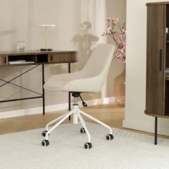 Bureaustoel Nout-Isa beige - wit onderstel
