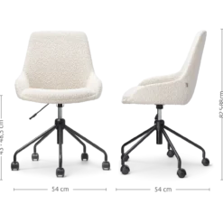 Bureaustoel Nout-Isa bouclé beige - zwart onderstel