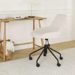 Bureaustoel Nout-Isa bouclé beige - zwart onderstel
