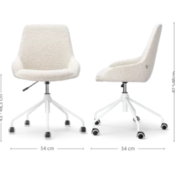 Bureaustoel Nout-Isa bouclé beige - wit onderstel