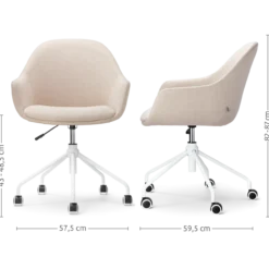 Bureaustoel Nout-Mae beige - wit onderstel