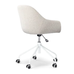 Bureaustoel Nout-Mae bouclé beige - wit onderstel