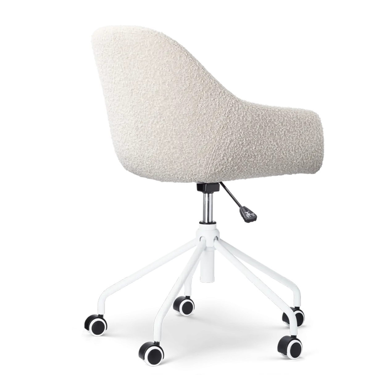 Bureaustoel Nout-Mae bouclé beige - wit onderstel