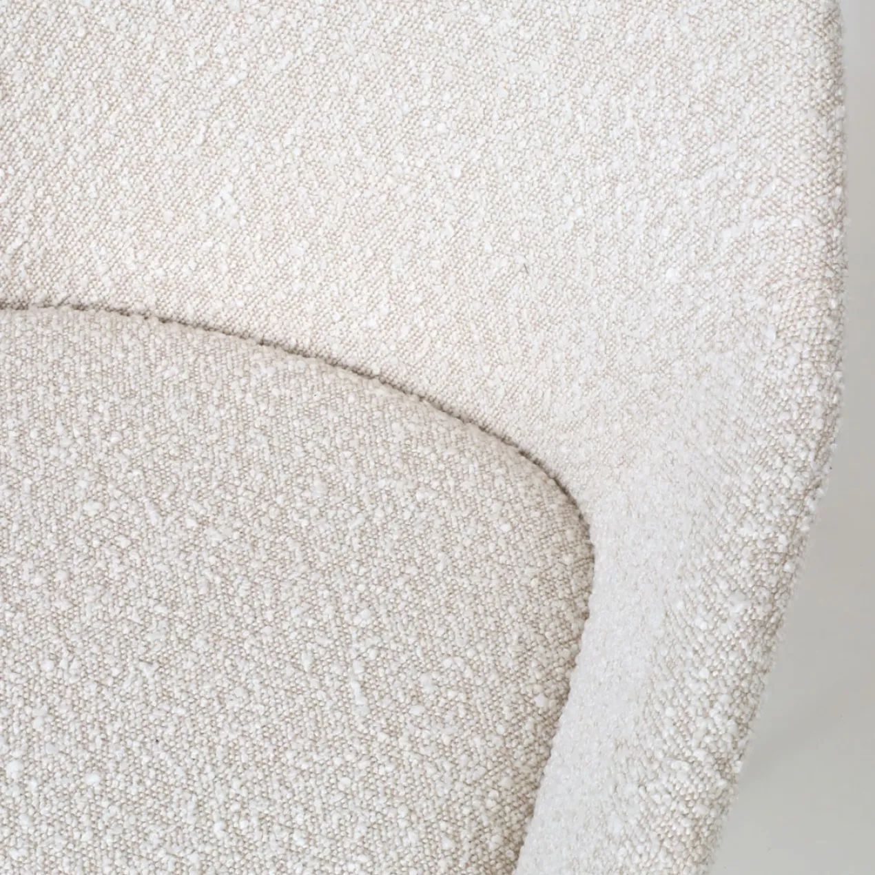 Bureaustoel Nout-Mae bouclé beige - wit onderstel