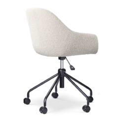 Bureaustoel Nout-Mae bouclé beige - zwart onderstel