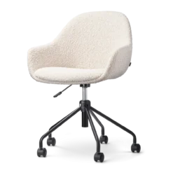 Bureaustoel Nout-Mae bouclé beige - zwart onderstel