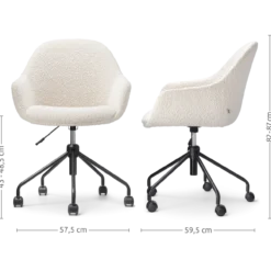 Bureaustoel Nout-Mae bouclé beige - zwart onderstel