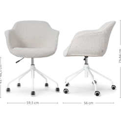 Bureaustoel Nout-Mare bouclé beige - wit onderstel