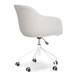 Bureaustoel Nout-Mare bouclé beige - wit onderstel