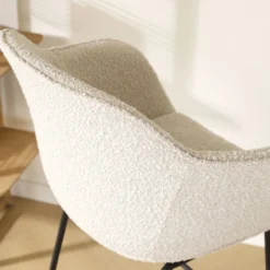 Bureaustoel Nout-Mare bouclé beige - wit onderstel