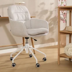 Bureaustoel Nout-Mia beige - wit onderstel