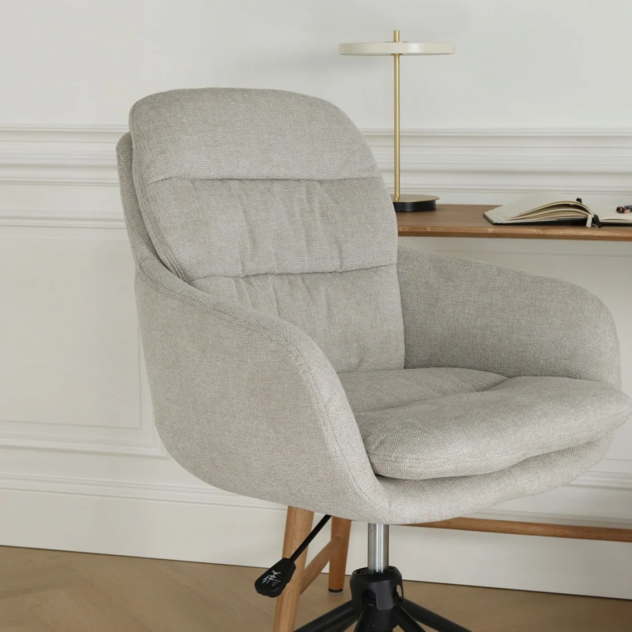Bureaustoel Nout-Mia beige - zwart onderstel