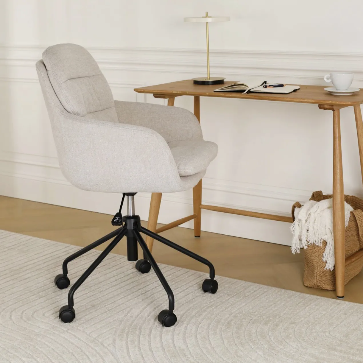 Bureaustoel Nout-Mia beige - zwart onderstel