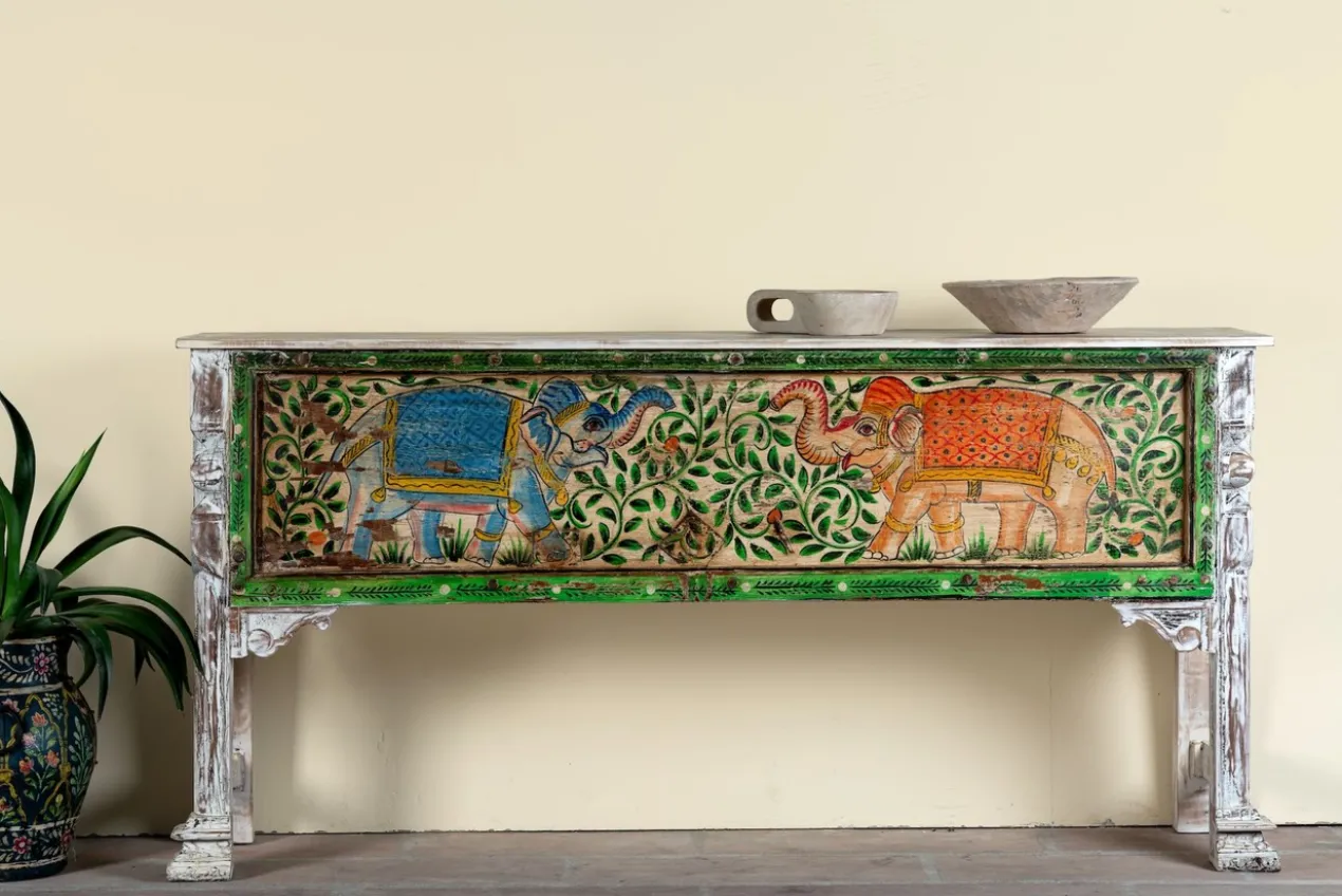 Caara - Handgeschilderde Consoletafel Olifantmotief