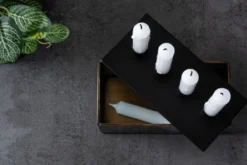 Candle holder Boxed rectangle glass black