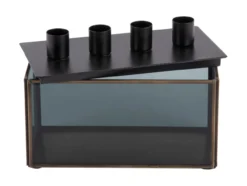 Candle holder Boxed rectangle glass black
