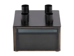 Candle holder Boxed square glass black