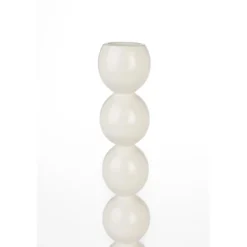 Candle holder bubbles one shiny beige