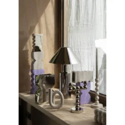 Candle holder bubbles one shiny beige