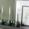 Candle holder Bubbles straight enamel jungle green