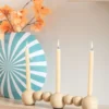 Candle holder Bubbles straight enamel soft brown