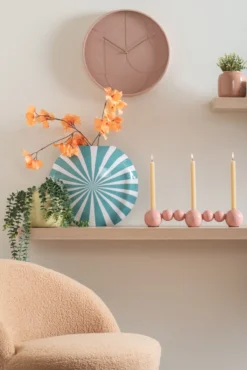 Candle holder Bubbles straight enamel flamingo pink