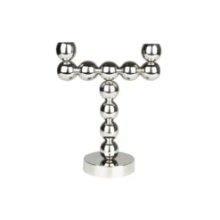 Candle holder bubbles two shiny silver