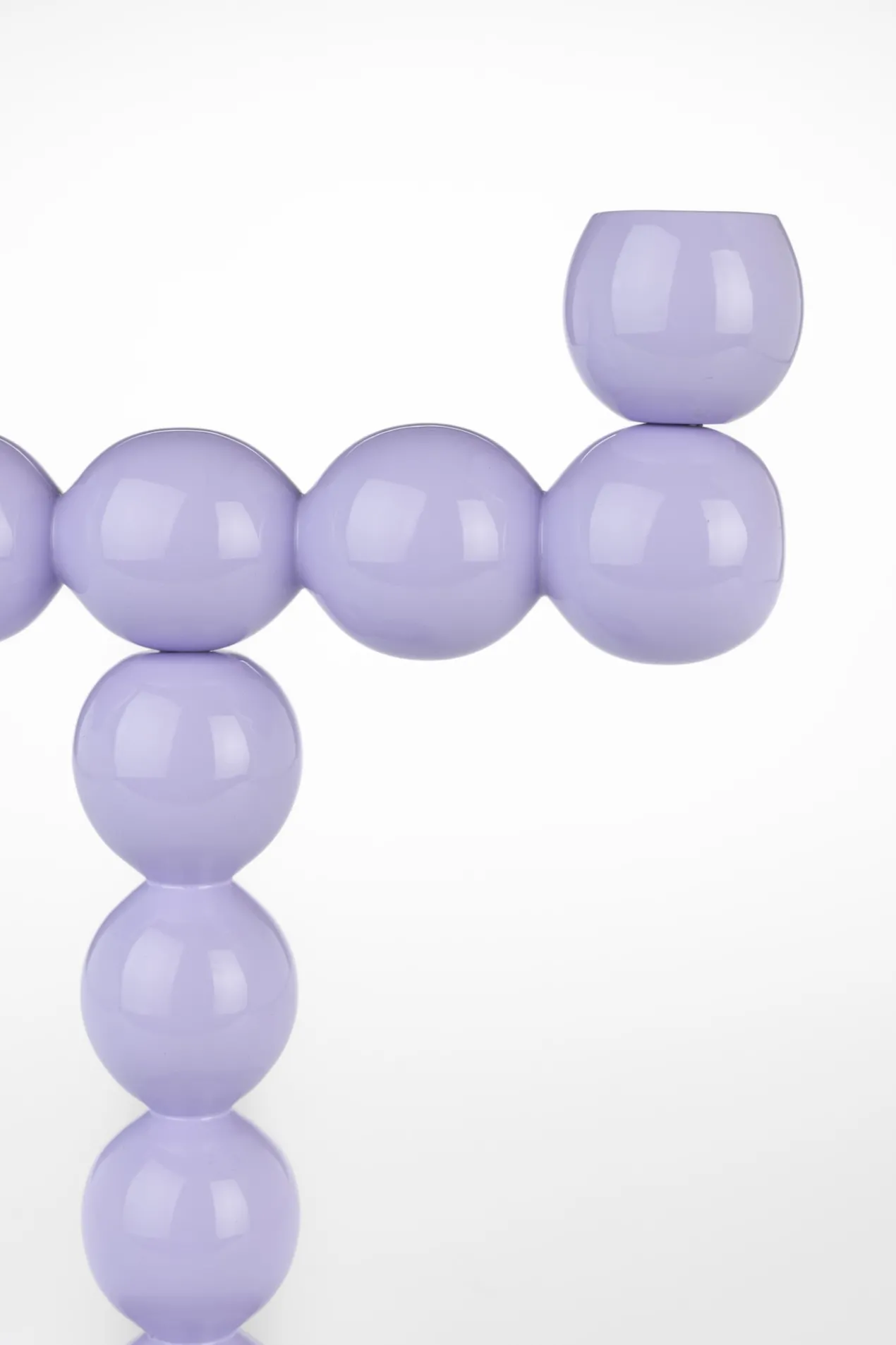 Candle holder bubbles two shiny lilac