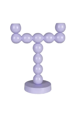 Candle holder bubbles two shiny lilac