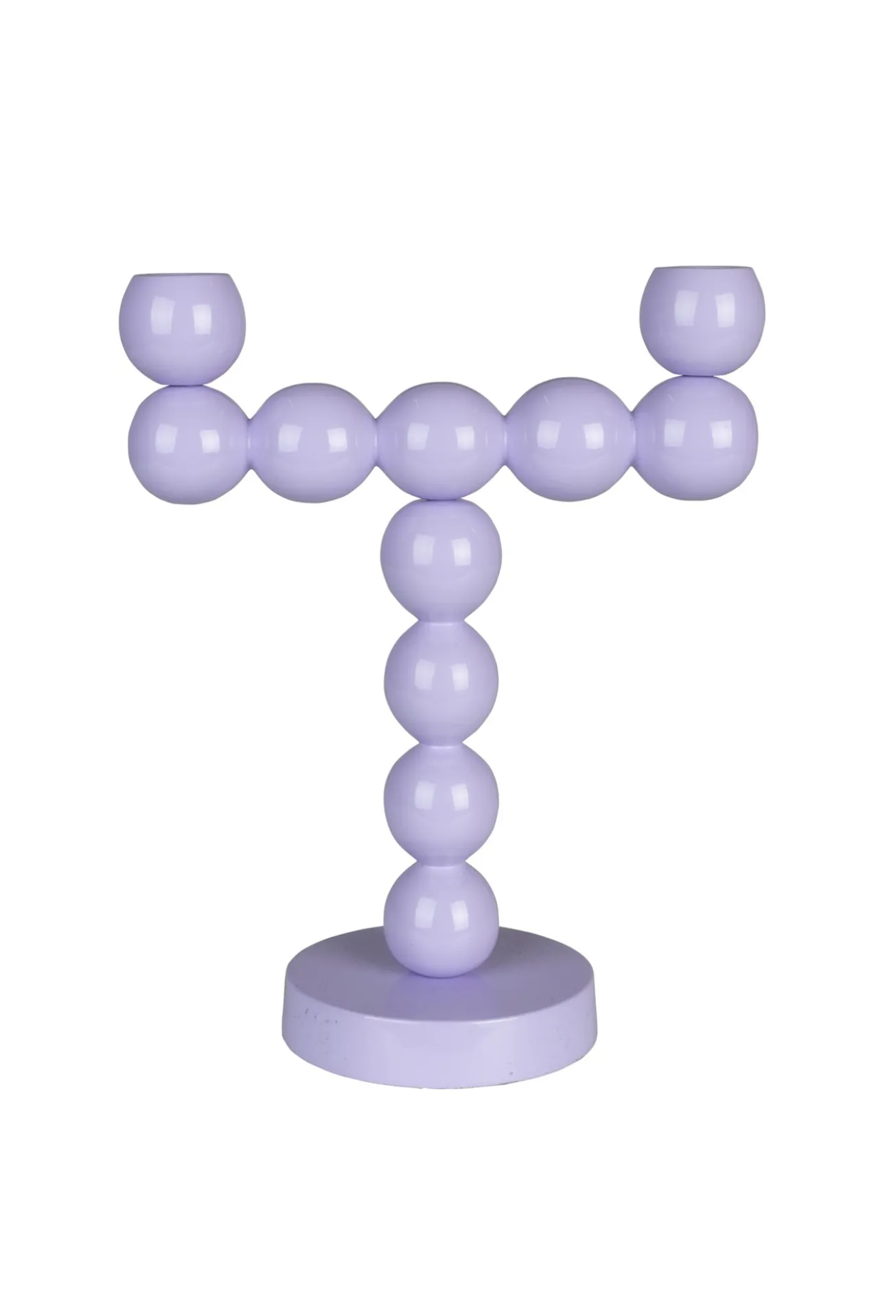 Candle holder bubbles two shiny lilac