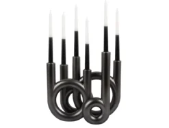 Candle holder Rings large metallic dark grey
